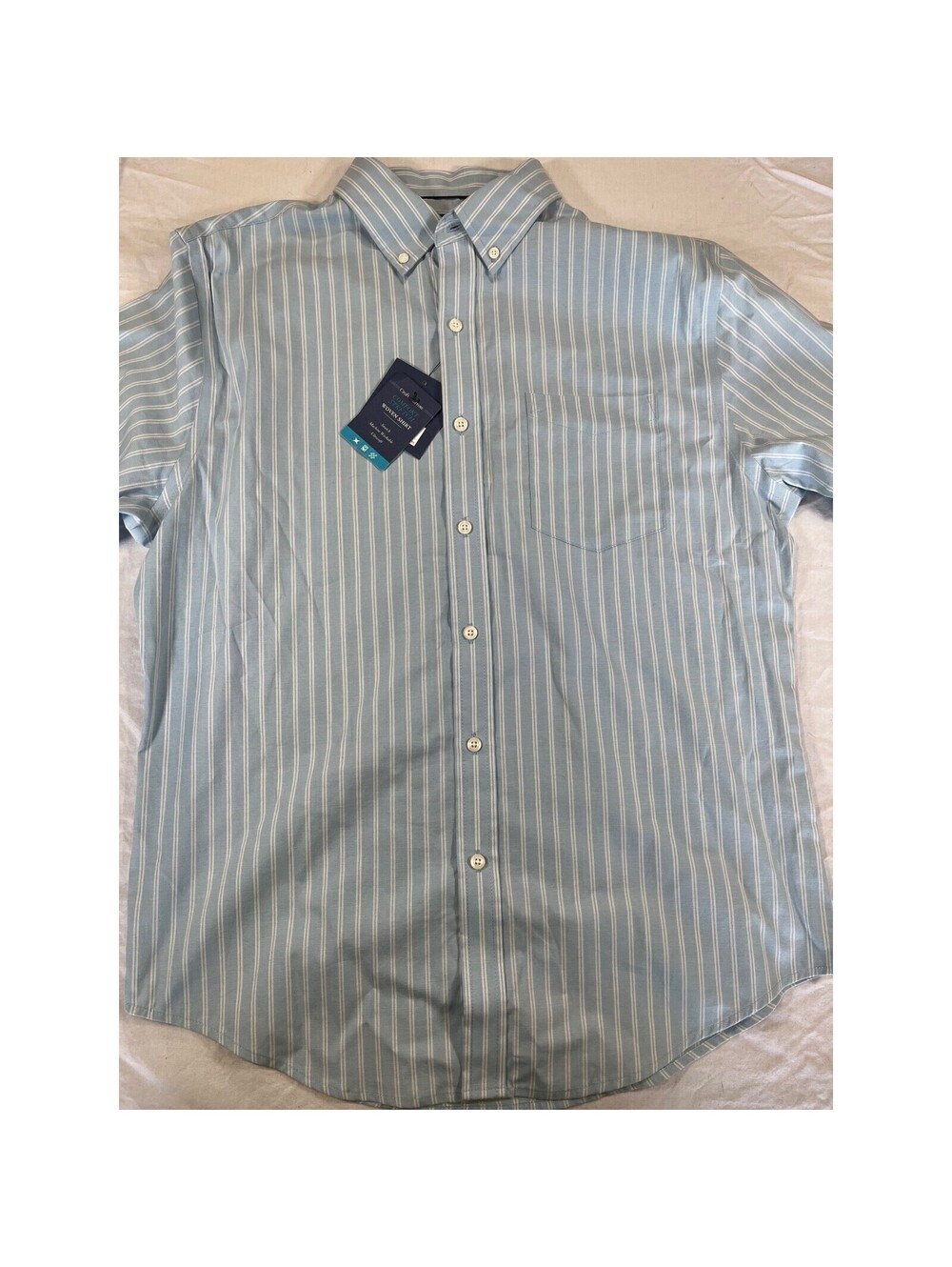 NEW Croft & Barrow Woven Button Down Shirt Mens Striped Blue White Medium SS